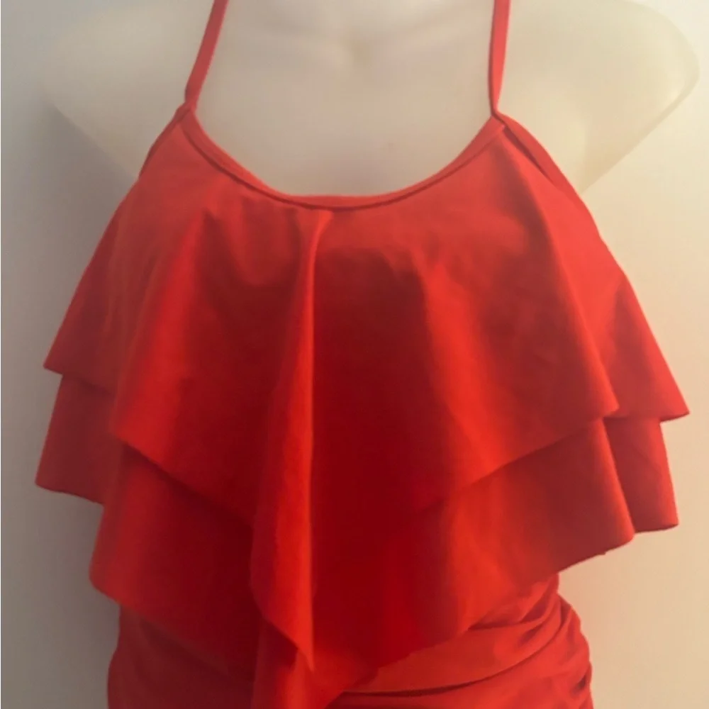 Amazon Red Ruffled Bikini Set Sz S